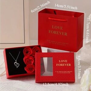 Red Gift Set with Necklace and Roses